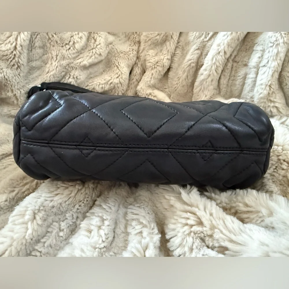 Tory Burch Black Quilted Calfskin Leather Bag with Silver Hardware